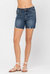 Women's High Rise Thigh Shorts In Dark Wash - Dark Wash