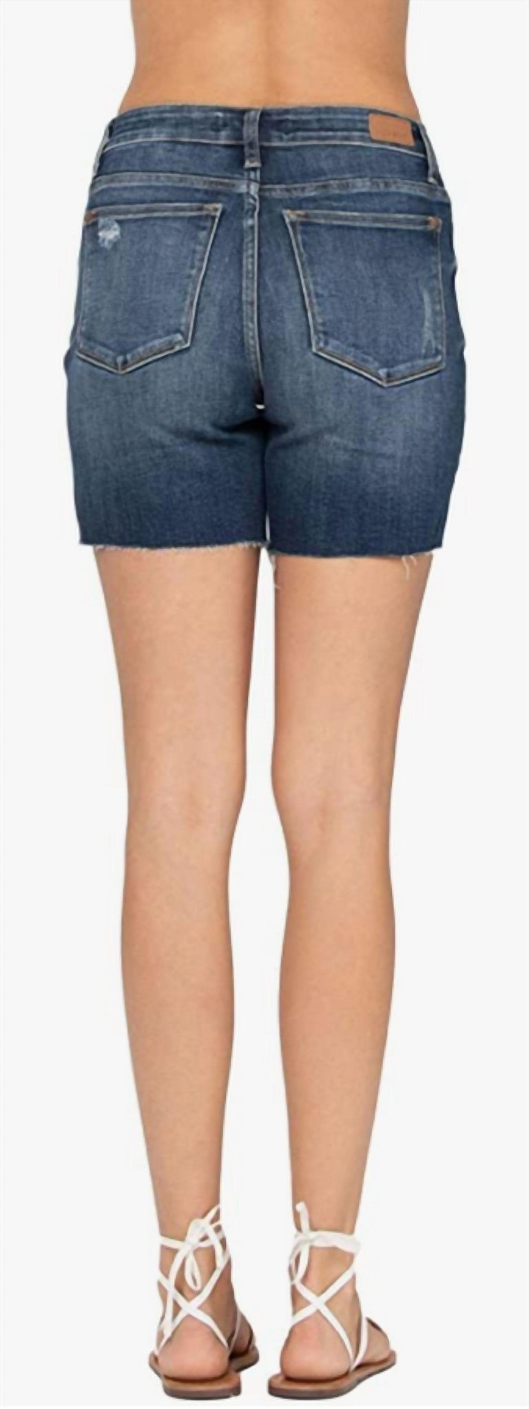 Women's High Rise Thigh Shorts In Dark Wash