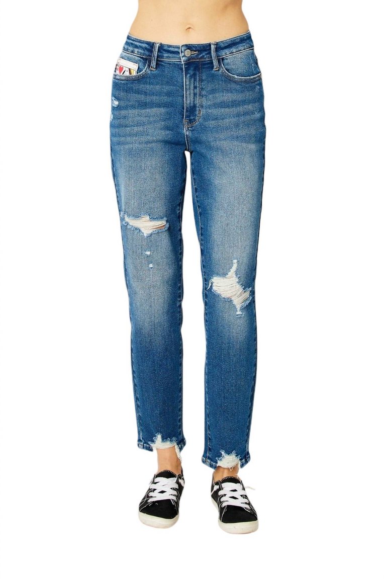 Women's Queen Of Hearts High Rise Boyfriend Jeans In Blue - Blue