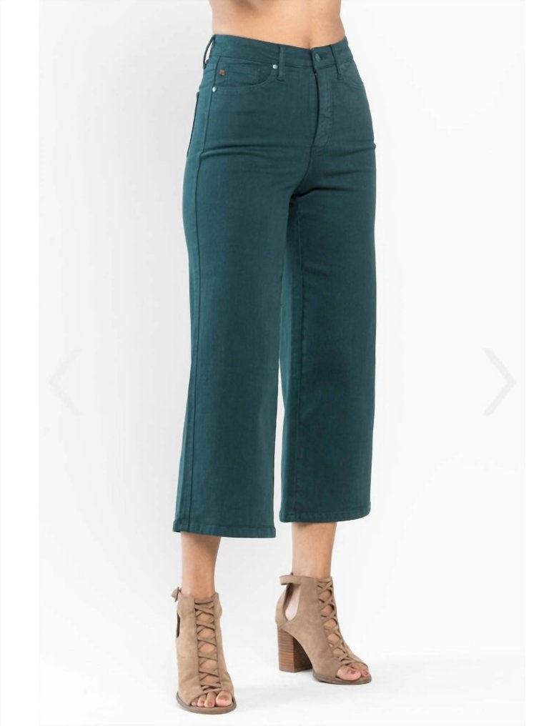 Women'S Wide Leg Crop Jean - Emerald