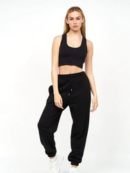 Ladies Mazey Cropped Tank Top - Black - Black