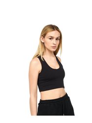 Ladies Mazey Cropped Tank Top - Black