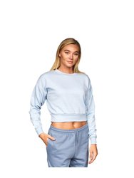 Womens/Ladies Catalina Crew Neck Crop Sweatshirt - Dusty Blue - Dusty Blue
