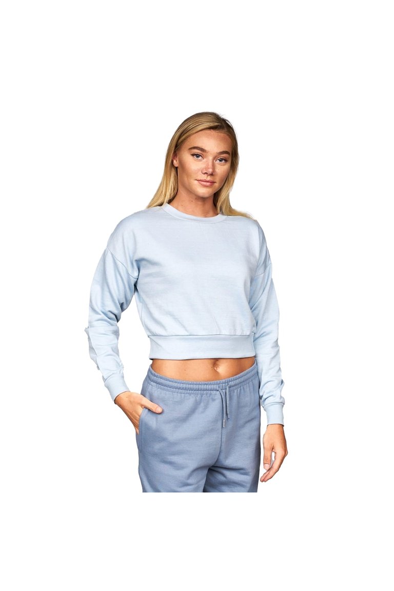 Womens/Ladies Catalina Crew Neck Crop Sweatshirt - Dusty Blue - Dusty Blue