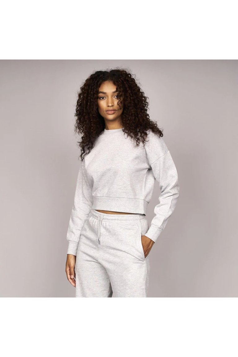Womens/Ladies Catalina Crew Neck Crop Sweatshirt - Grey Marl