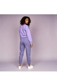 Womens/Ladies Catalina Crew Neck Crop Sweatshirt - Purple