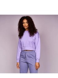 Womens/Ladies Catalina Crew Neck Crop Sweatshirt - Purple
