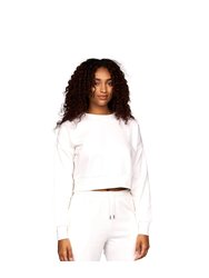 Womens/Ladies Catalina Crew Neck Crop Sweatshirt - White - White