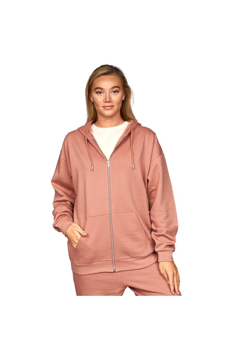 Womens/Ladies Fabrica Full Zip Hoodie - Dark Rose