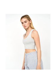 Womens/Ladies Mazey Cropped Tank Top - Grey Marl