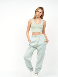 Womens/Ladies Mazey Cropped Tank Top - Sage - Sage