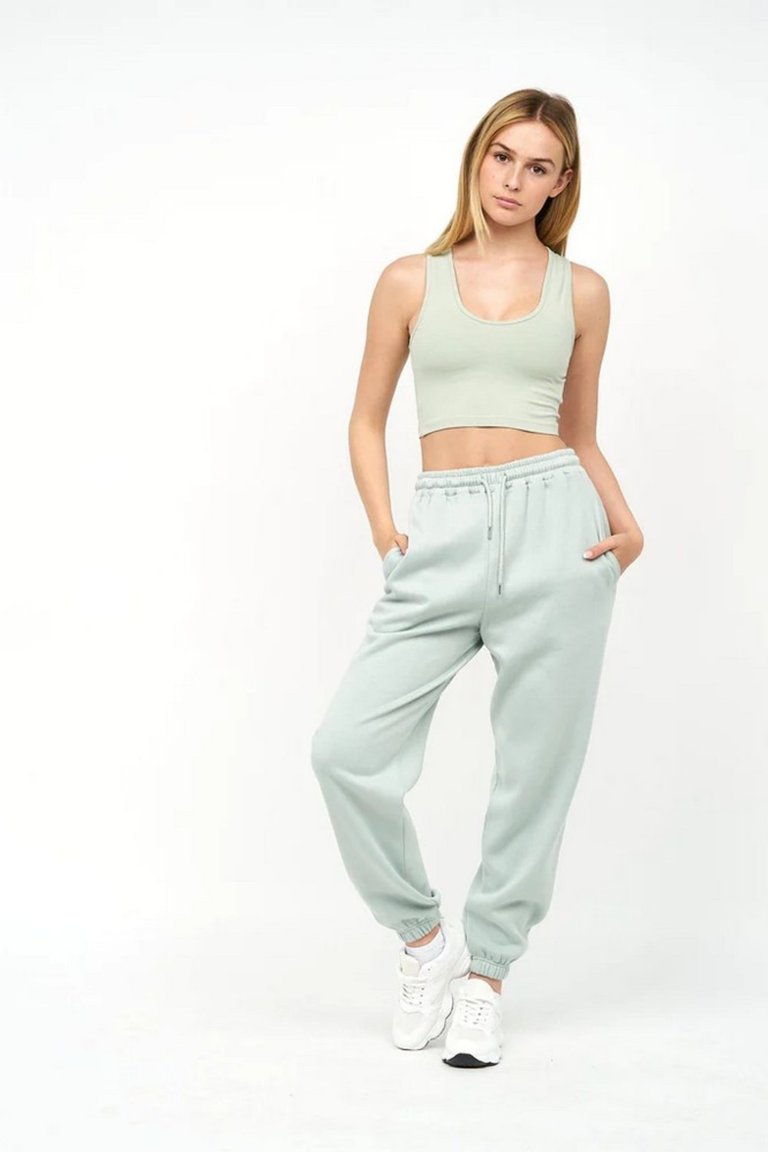 Womens/Ladies Mazey Cropped Tank Top - Sage - Sage