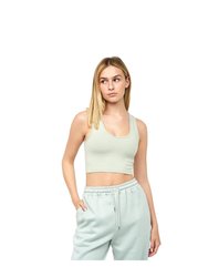 Womens/Ladies Mazey Cropped Tank Top - Sage