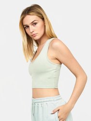 Womens/Ladies Mazey Cropped Tank Top - White