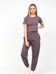 Womens/Ladies Tilly Crop T-Shirt - Charcoal Mauve - Charcoal Mauve