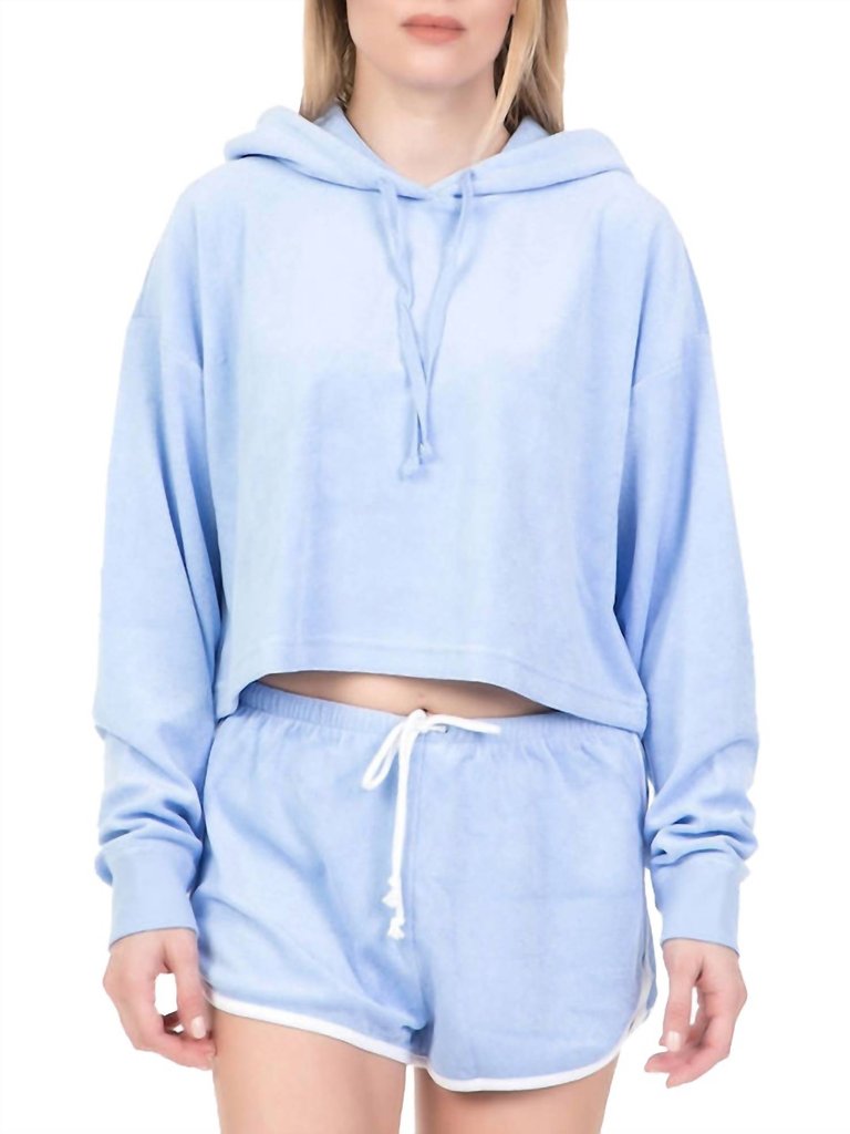 Beach Micro Terry Hooded Pullover - Blue