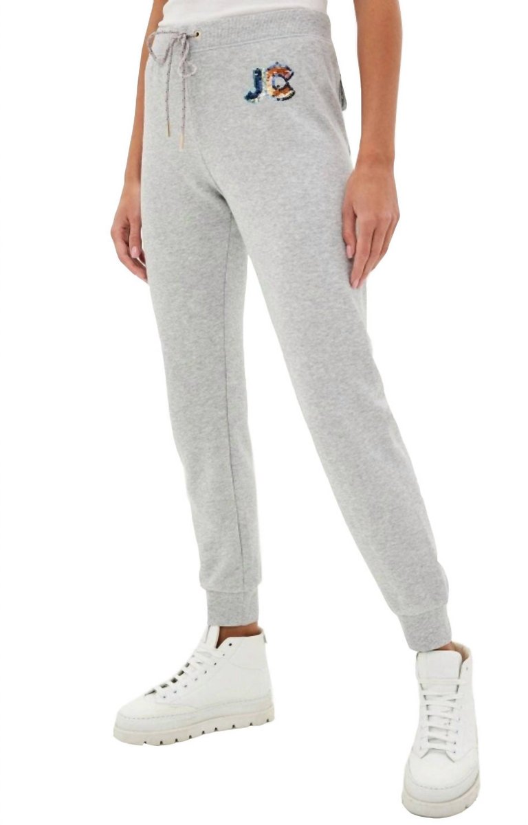 French Terry Sequin Trim Jogger In Heather Grey - Heather Grey