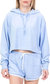 Terry Cropped Long Sleeve Hoodie - Light Blue