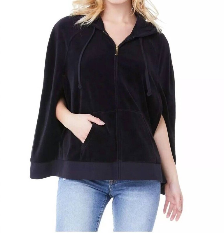 Velour Cape Track Sweatshirt - Black