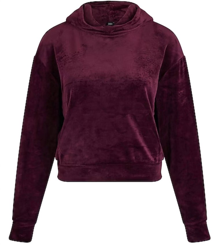 Velour Cropped Pullover Sweatshirt - Purple
