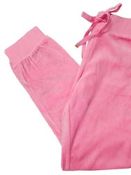 Women's Brooch Velour Slim Track Pants - Pink