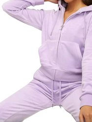 Women'S Orchid Petal Velour Hoodie Sweatshirt With Jeweled Back S - Orchid