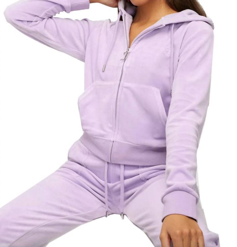 Women'S Orchid Petal Velour Hoodie Sweatshirt With Jeweled Back S - Orchid