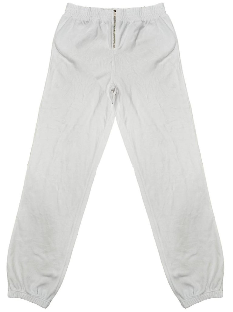 Women'S White Velour Zip Jogger Pants Xs - White