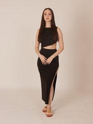 High Slit Maxi Skirt - Black