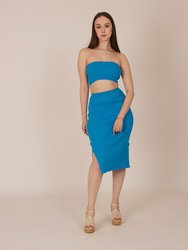 Ribbed Midi Skirt - Electric Blue
