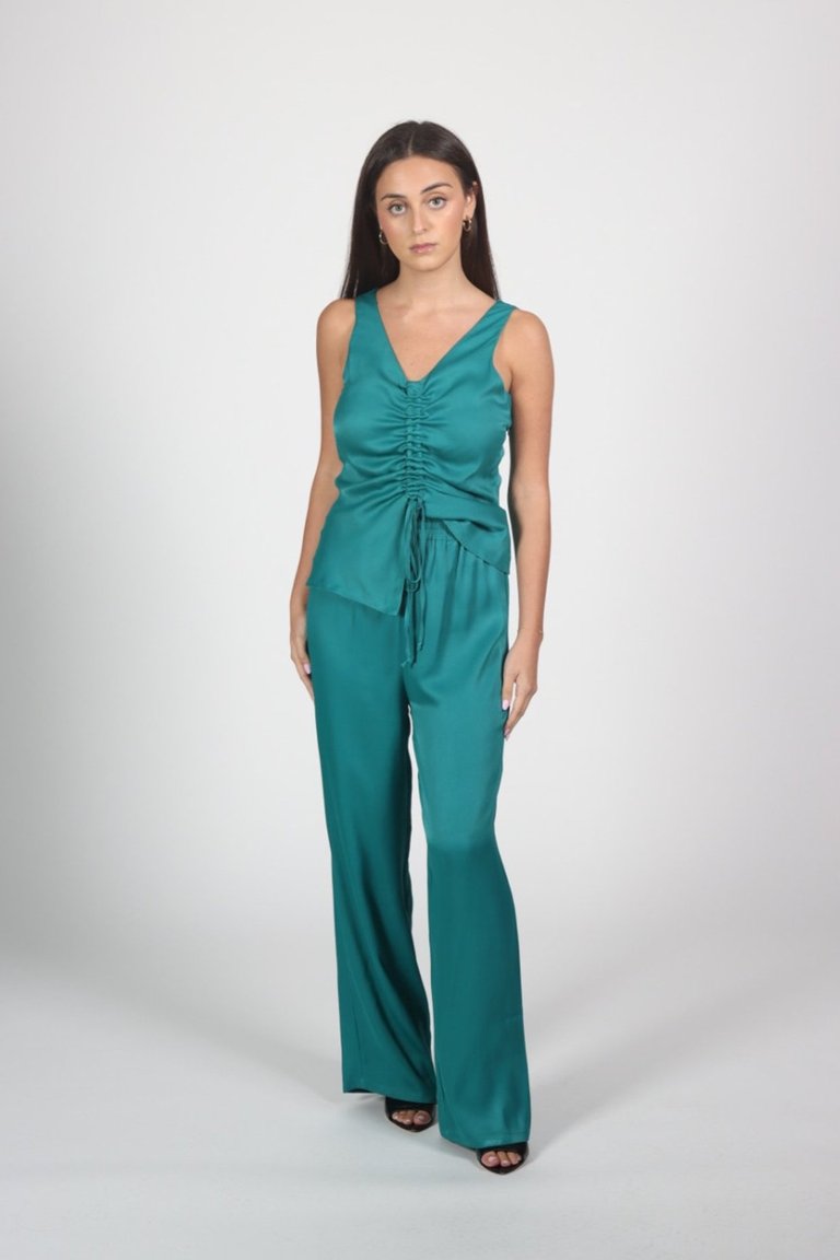 Satin Pull-On Pant - Lake