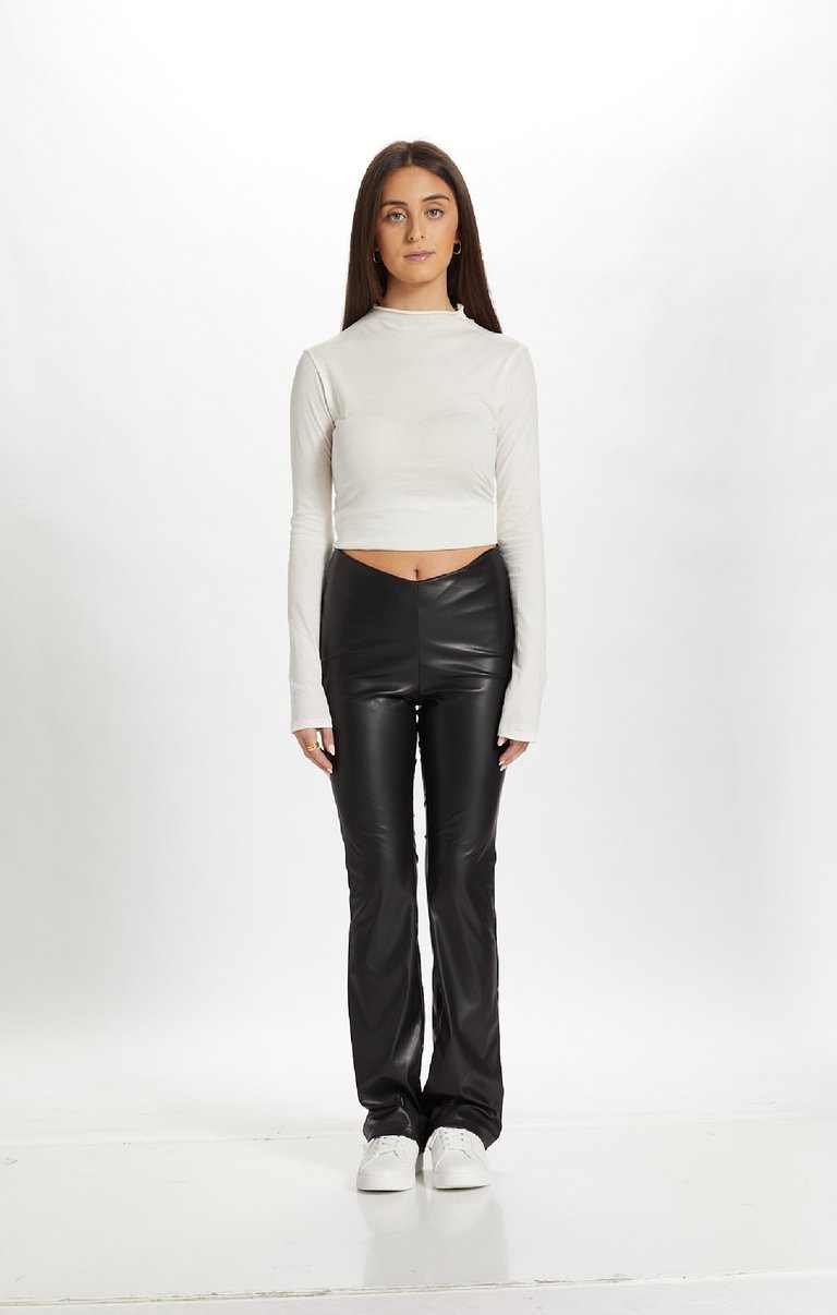 Vegan Leather Cinched Pants - Black