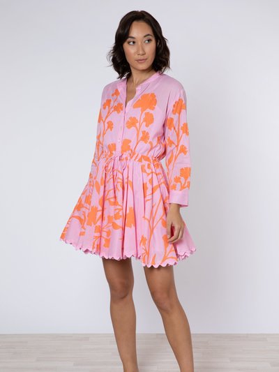 Juliet Dunn Long Sleeve Beach Dress Pink-Orange Majorelle Print product