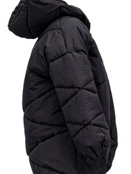 Kerry - Diagonal Stitch Hooded Puffer Jacket