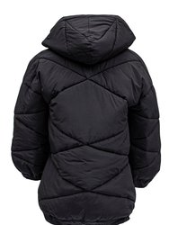 Kerry - Diagonal Stitch Hooded Puffer Jacket