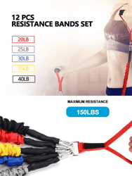 12-Pcs Resistance Band Home Workout Set