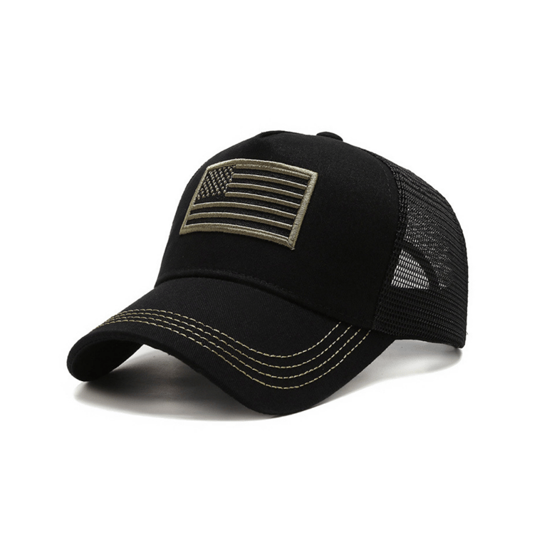 American Flag Trucker Hat With Adjustable Strap - Black-Green Flag