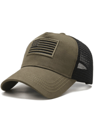American Flag Trucker Hat With Adjustable Strap - Green-Green Flag