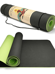 Eco Friendly Reversible Color Yoga Mat with Carrying Strap - Green