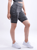 High-Waisted Workout Shorts with Pockets & Criss Cross Design - Grey