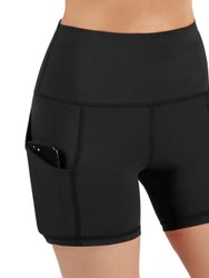 Jolie High-Waisted Athletic Shorts with Hip Pockets - Black
