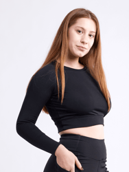 Long-Sleeve Crop Top - Black