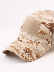 Military-Style Tactical Patch Hat With Adjustable Strap - Desert