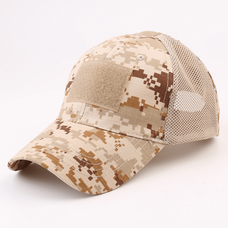 Military-Style Tactical Patch Hat With Adjustable Strap - Desert