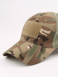 Military-Style Tactical Patch Hat With Adjustable Strap - Light Camo