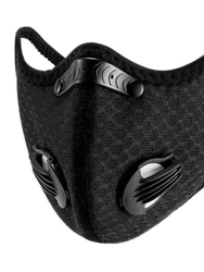 Performance Sports Face Mask with Activated Carbon Filter and Breathing Valves - Black