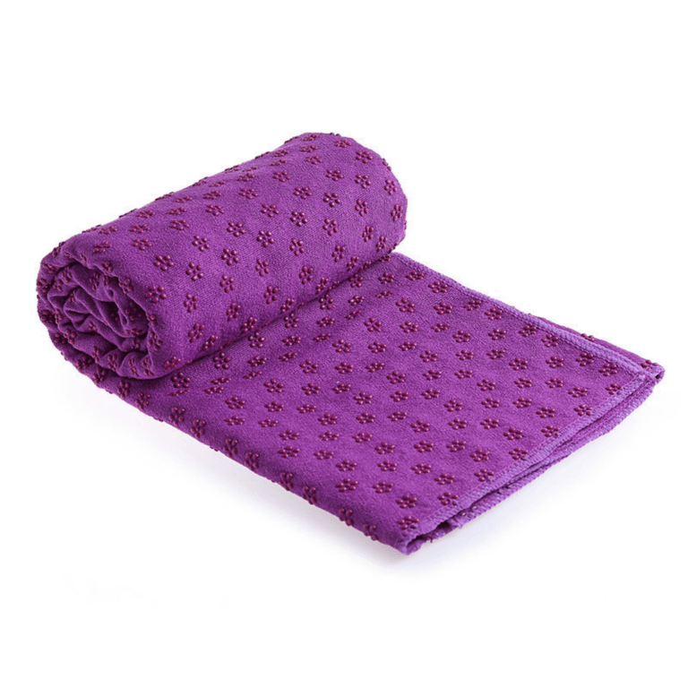 Premium Absorption Hot Yoga Mat Towel with Slip-Resistant Grip Dots - Dark Purple