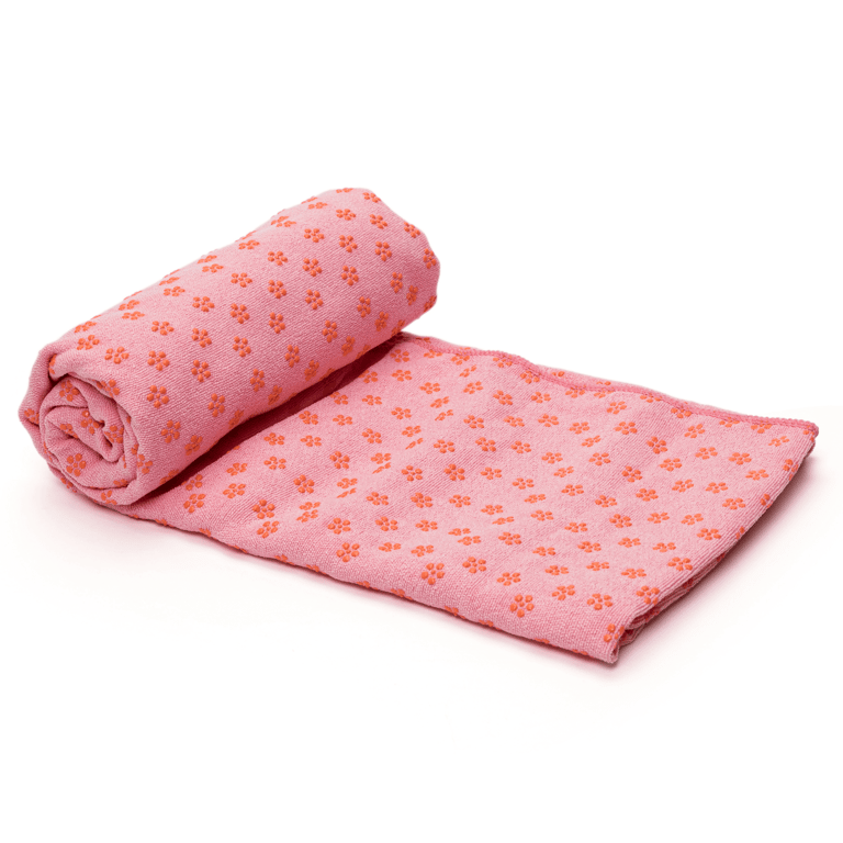 Premium Absorption Hot Yoga Mat Towel with Slip-Resistant Grip Dots - Light Pink