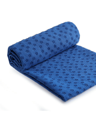 Premium Absorption Hot Yoga Mat Towel with Slip-Resistant Grip Dots - Dark Blue