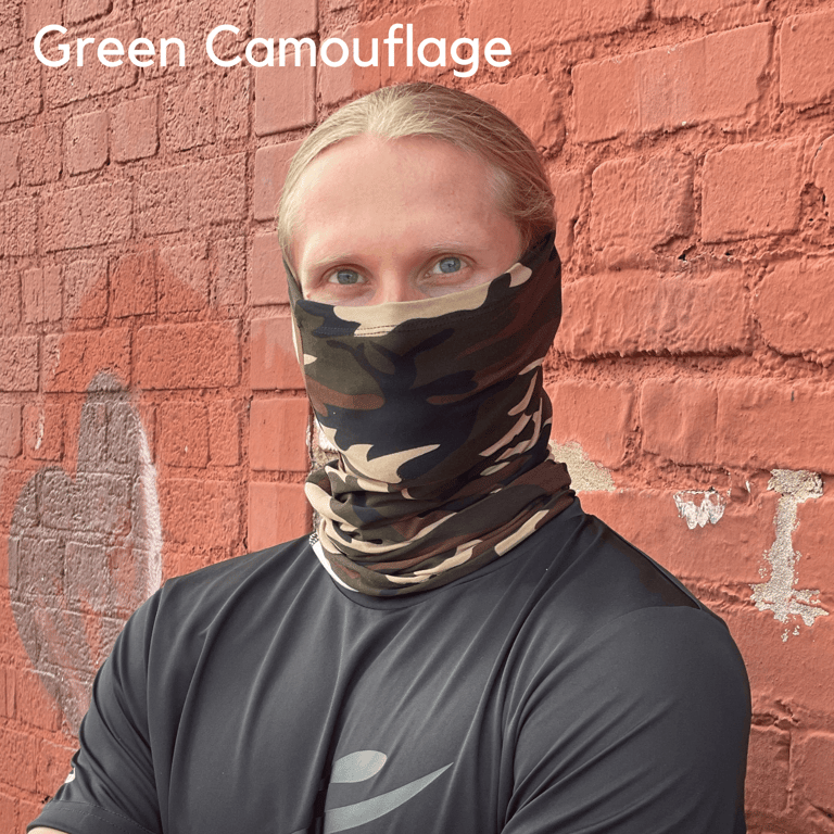 Sports Neck Gaiter Face Mask for Outdoor Activities - Green Camouflage